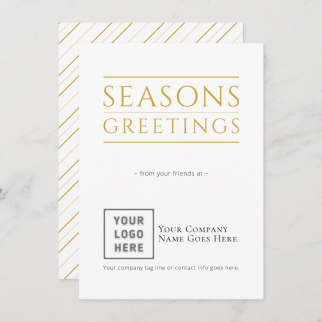 Tarjeta Festiva Seasons Greetings Modern Business (Anverso / Reverso)