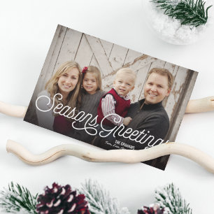 Tarjeta Festiva Seasons Greetings Modern Full Photo