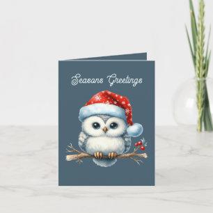 Tarjeta Festiva Seasons Greetings owl agregar mensaje