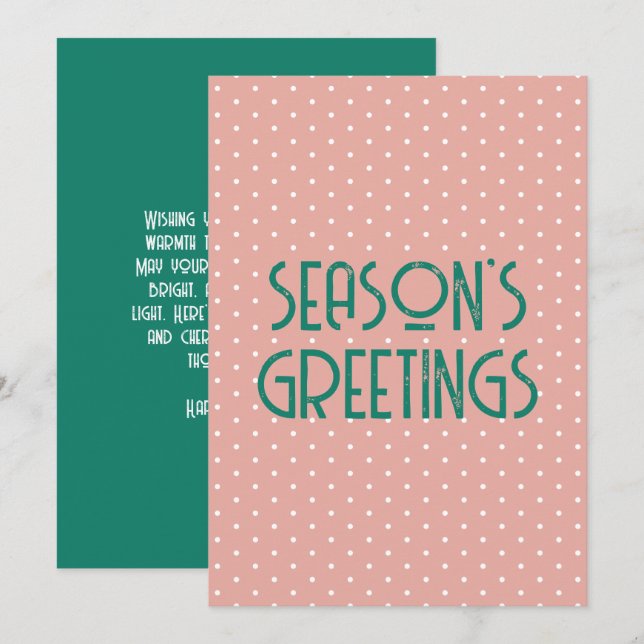 Tarjeta Festiva Season's Greetings Polka Dot  (Anverso / Reverso)