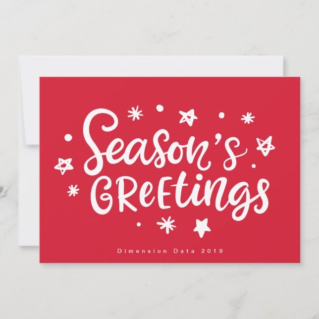Tarjeta Festiva Seasons Greetings Red Corporate Holiday Card (Anverso)