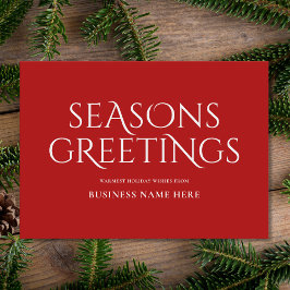 Tarjeta Festiva Seasons Greetings Red Modern Elegant Business