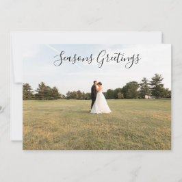 Tarjeta Festiva Seasons Greetings Script Photo Card