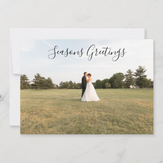 Tarjeta Festiva Seasons Greetings Script Photo Card