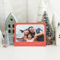 SEASONS GREETINGS simple cursiva enmarcado rojo