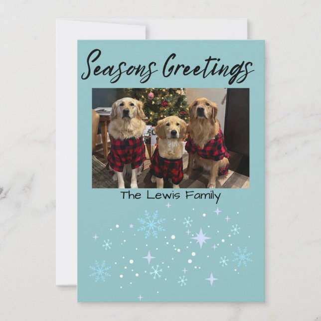 Tarjeta Festiva Seasons Greetings Snowflake Photo Card (Anverso)