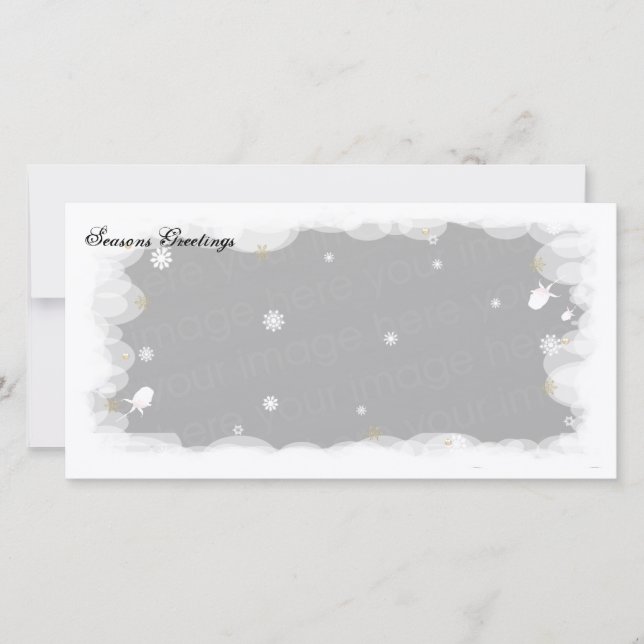 Tarjeta Festiva Seasons Greetings White Roses (Anverso)
