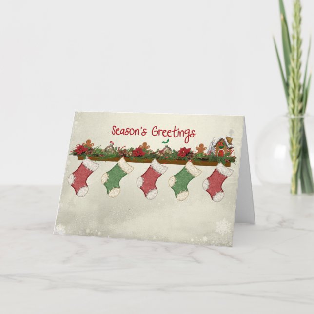 Tarjeta Festiva Season's Socks (Anverso)
