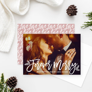 Tarjeta Festiva Secuencia de Fotos de recién casados Forever Merry