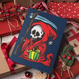Tarjeta Festiva Segador Navideño Divertido Gótico Lindo Personaliz