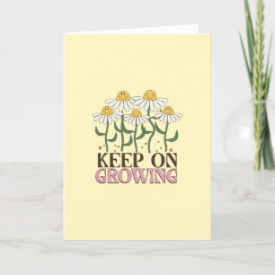 Tarjeta Festiva Seguir Creciendo Las Citas Positivas Flores Retro