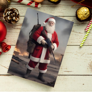 Tarjeta Festiva Segunda Enmienda Santa Funny Navidades