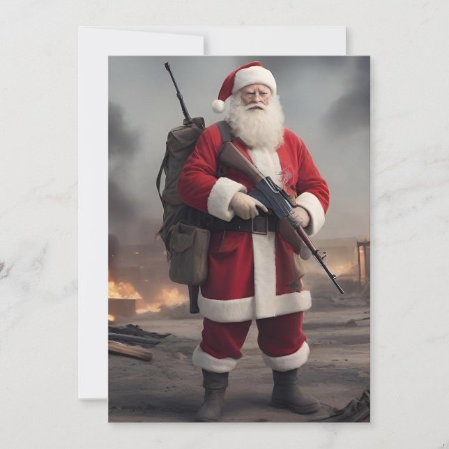 Tarjeta Festiva Segunda Enmienda Santa Funny Navidades (Anverso)