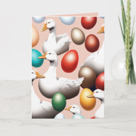 Tarjeta Festiva Seis Gansos Poniendo Huevos Recortados