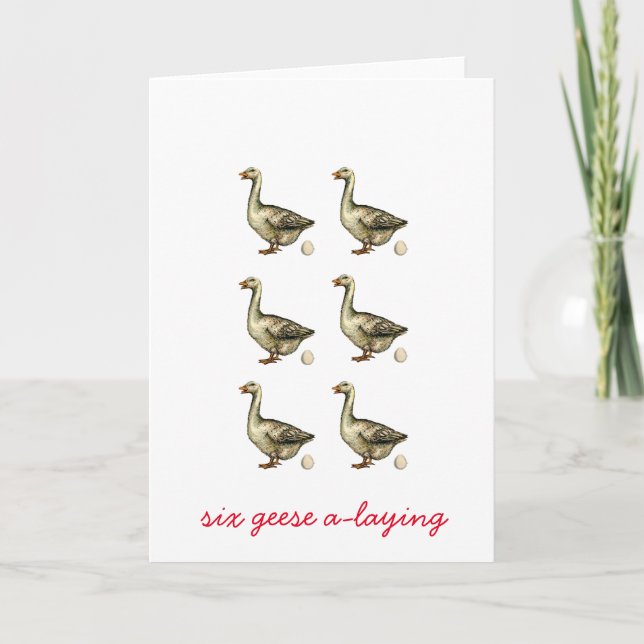 Tarjeta Festiva Seis Geese A-Laying (Anverso)