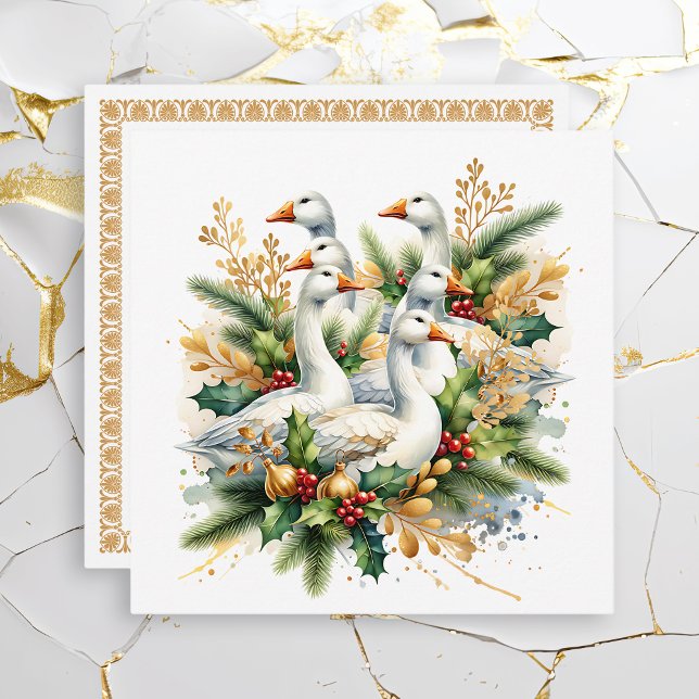 Tarjeta Festiva Seis Geese a-Laying | Doce días de Navidades (Subido por el creador)