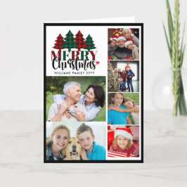 Tarjeta Festiva Seis nombres de familia colocados en fotos Feliz N