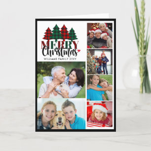 Tarjeta Festiva Seis nombres de familia colocados en fotos Feliz N