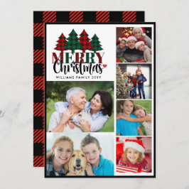 Tarjeta Festiva Seis nombres de familia colocados en fotos Feliz N