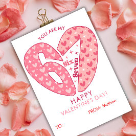 Tarjeta Festiva Seis Siete 6 7 Meme Día de San Valentín Rosa Rojo 