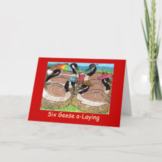 Tarjeta Festiva Seis uno-Colocaciones de los gansos