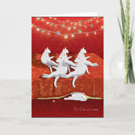 Tarjeta Festiva Seis uno-Colocaciones de los gatos… Día de fiesta