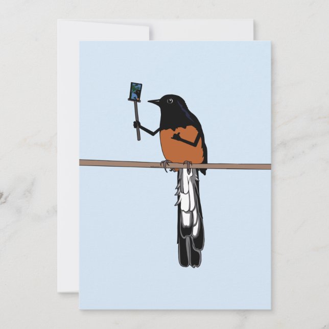 Tarjeta Festiva Selfie hawaiano de aves shama (Anverso)