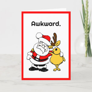 Tarjeta Festiva Selfie incómoda de Santa, divertida caricatura nav