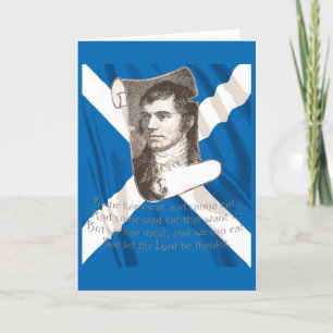 Tarjeta Festiva Selkirk Grace Quema Noche Y Saltire Escocés