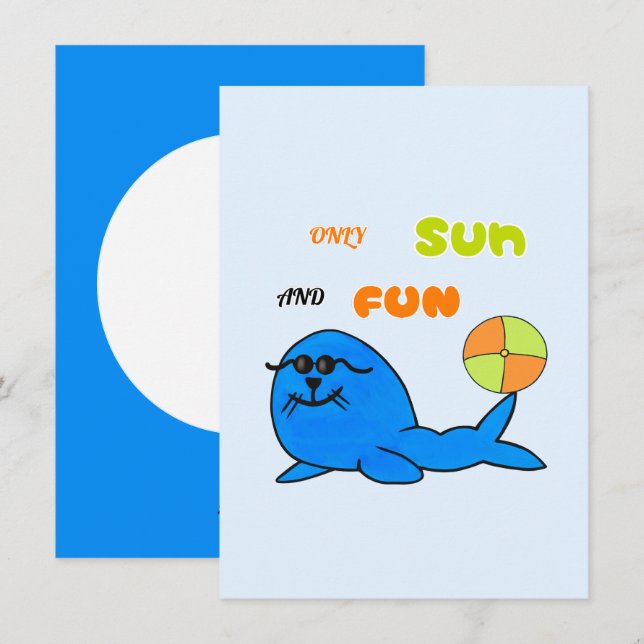 Tarjeta Festiva Sello azul divertido (Anverso / Reverso)
