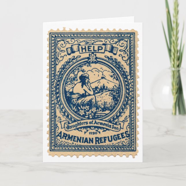 Tarjeta Festiva Sello de Navidades de refugiados armenios 1920 (Anverso)