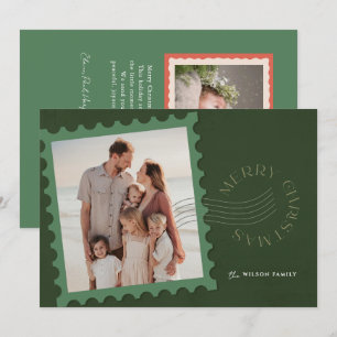Tarjeta Festiva Sello verde 2 Navidades de fotografía