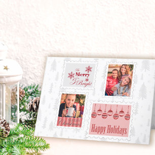Tarjeta Festiva Sellos de franqueo de fotos personalizadas y árbol
