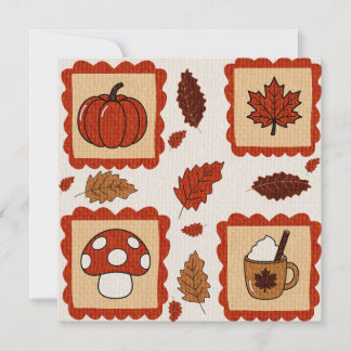 Tarjeta Festiva Sellos de otoño patrón Día de Acción de Gracias