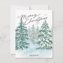 Tarjeta Festiva Selva acuarela Merry Christmas Holiday Card