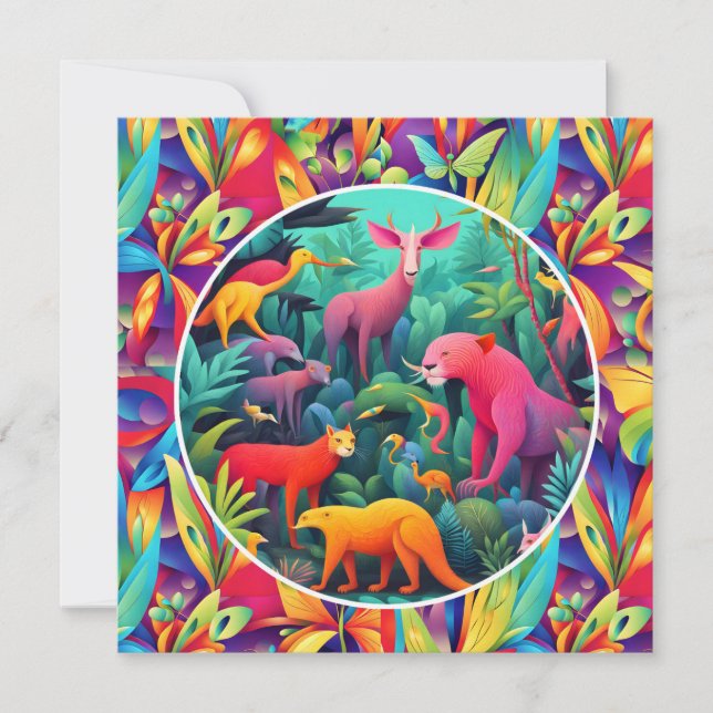 Tarjeta Festiva Selva animal (Anverso)