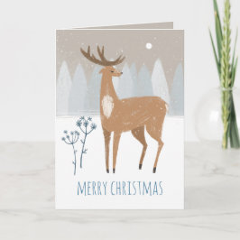 Tarjeta Festiva Selva Rústica Nórdica Stag & Doe Reindeer Snowy
