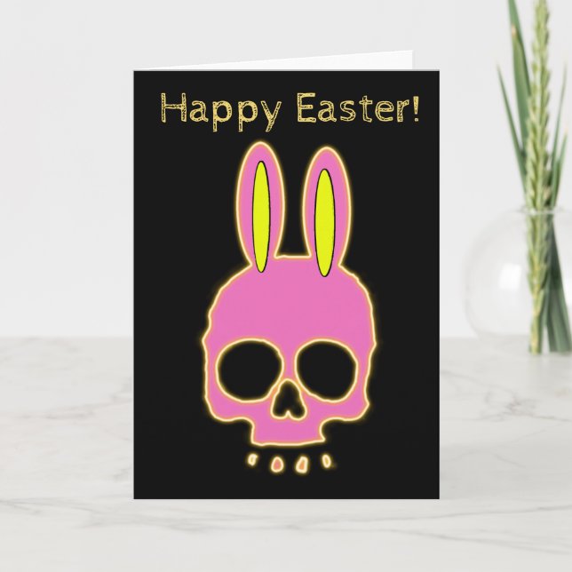 Tarjeta Festiva Semana Santa Bunny Skull Feliz Pascua (Anverso)