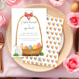 Tarjeta Festiva Semana Santa Caza de Huevos Brunch Watercolor Arte