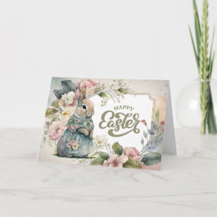 Tarjeta Festiva Semana Santa. Conejito de moda