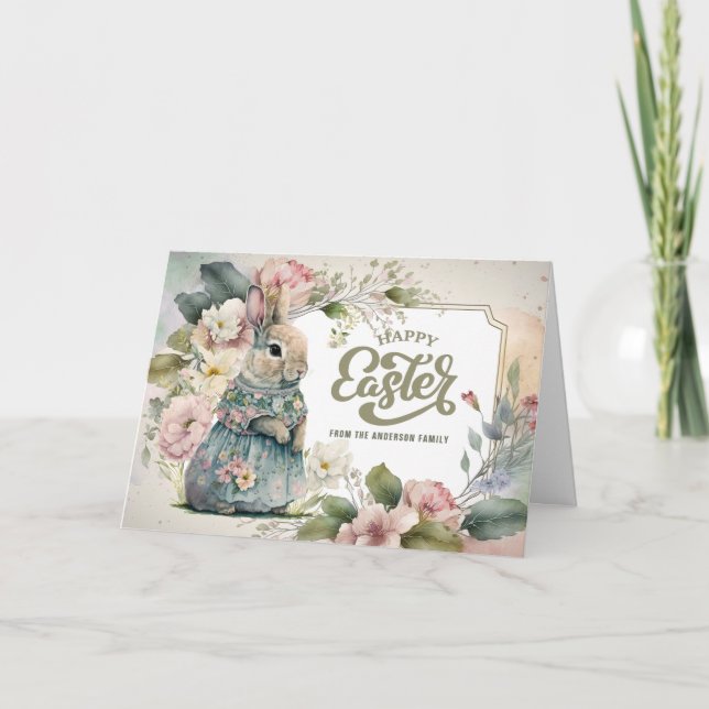 Tarjeta Festiva Semana Santa. Conejito de moda (Anverso)