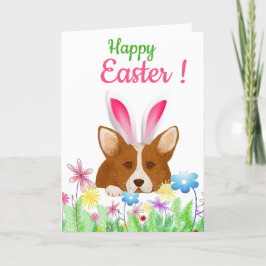 Tarjeta Festiva Semana Santa | Corgi con conejito de Pascua