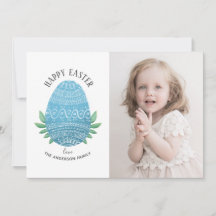 Semana Santa. Huevo azul. Foto botánica graciosa