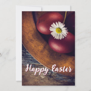 Tarjeta Festiva Semana Santa! Huevos rojos de Pascua con flor de m