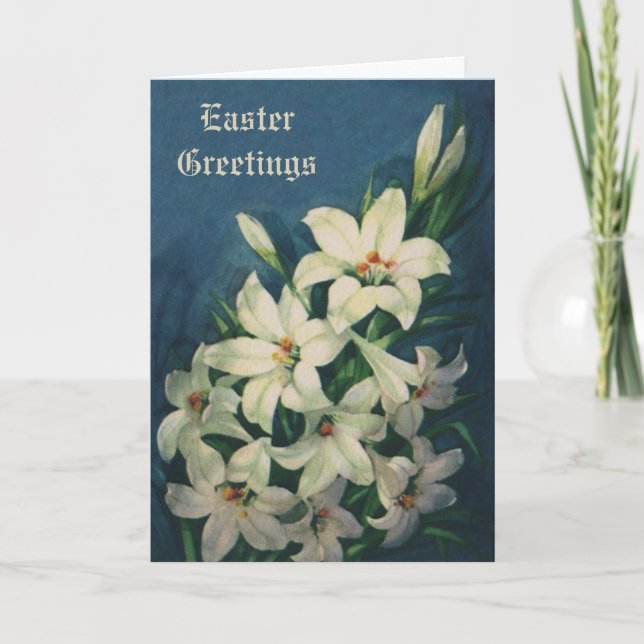 Tarjeta Festiva Semana Santa Lilies Flores, Vieja Pascua Religiosa (Anverso)