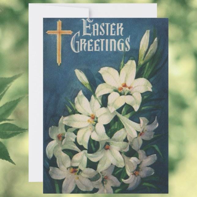 Tarjeta Festiva Semana Santa Lilies Flores, Vieja Pascua Religiosa (Subido por el creador)