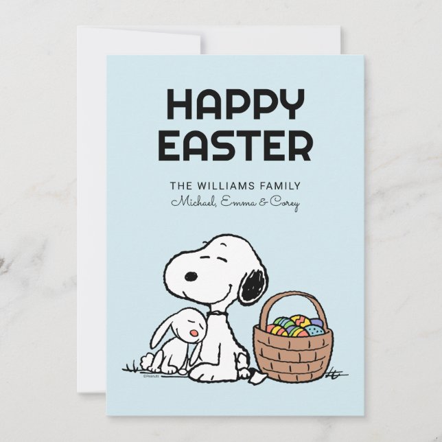 Tarjeta Festiva Semana Santa | Snoopy & The Easter Bunny (Anverso)