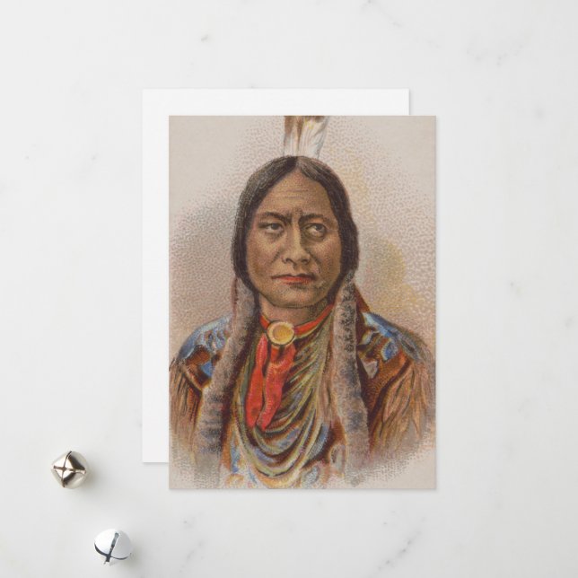 Tarjeta Festiva Señales de humo: El jefe indio lakota está sentado (Anverso/Reverso In Situ)