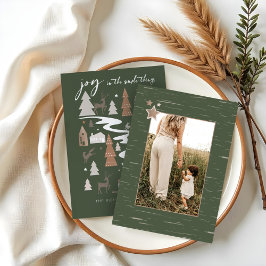 Tarjeta Festiva Sencilla alegría para los animales de Woodland y l