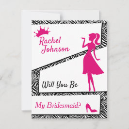 Tarjeta Festiva Sencilla Cebra Serás Mi Novia